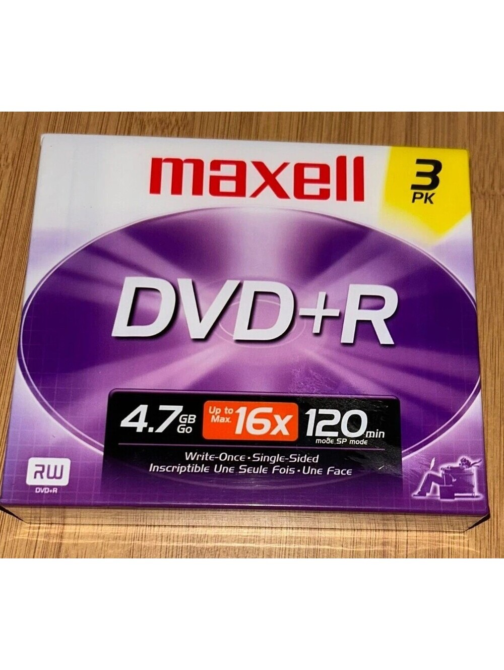 Maxell 3 Pack DVD+R  4.7GB UP TO 8X 120Min RW in Jewel Cases NEW and Sealed Pack